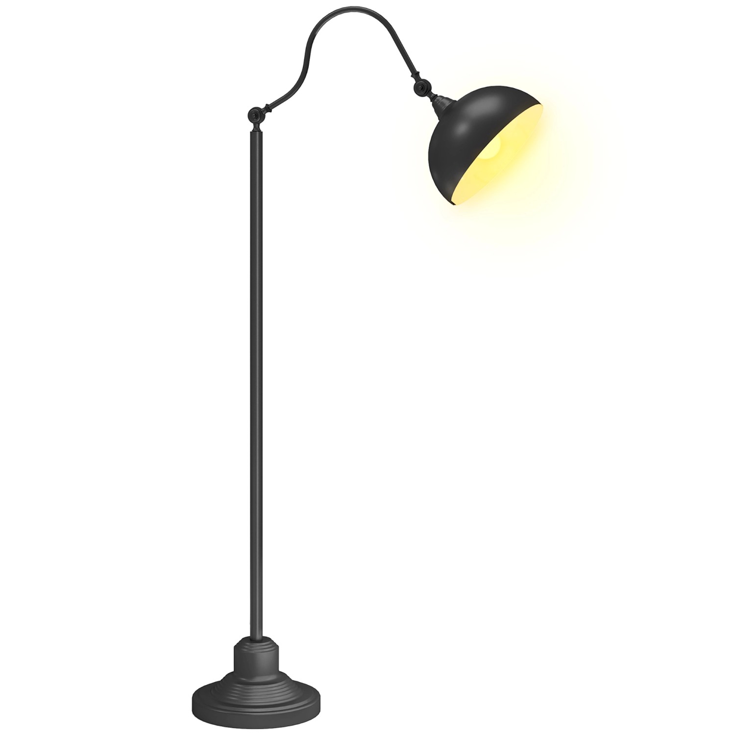 HOMCOM Stehlampe mit E27 Fassung Metall Schwarz 42L x 25,5B x 152H cm von HOMCOM