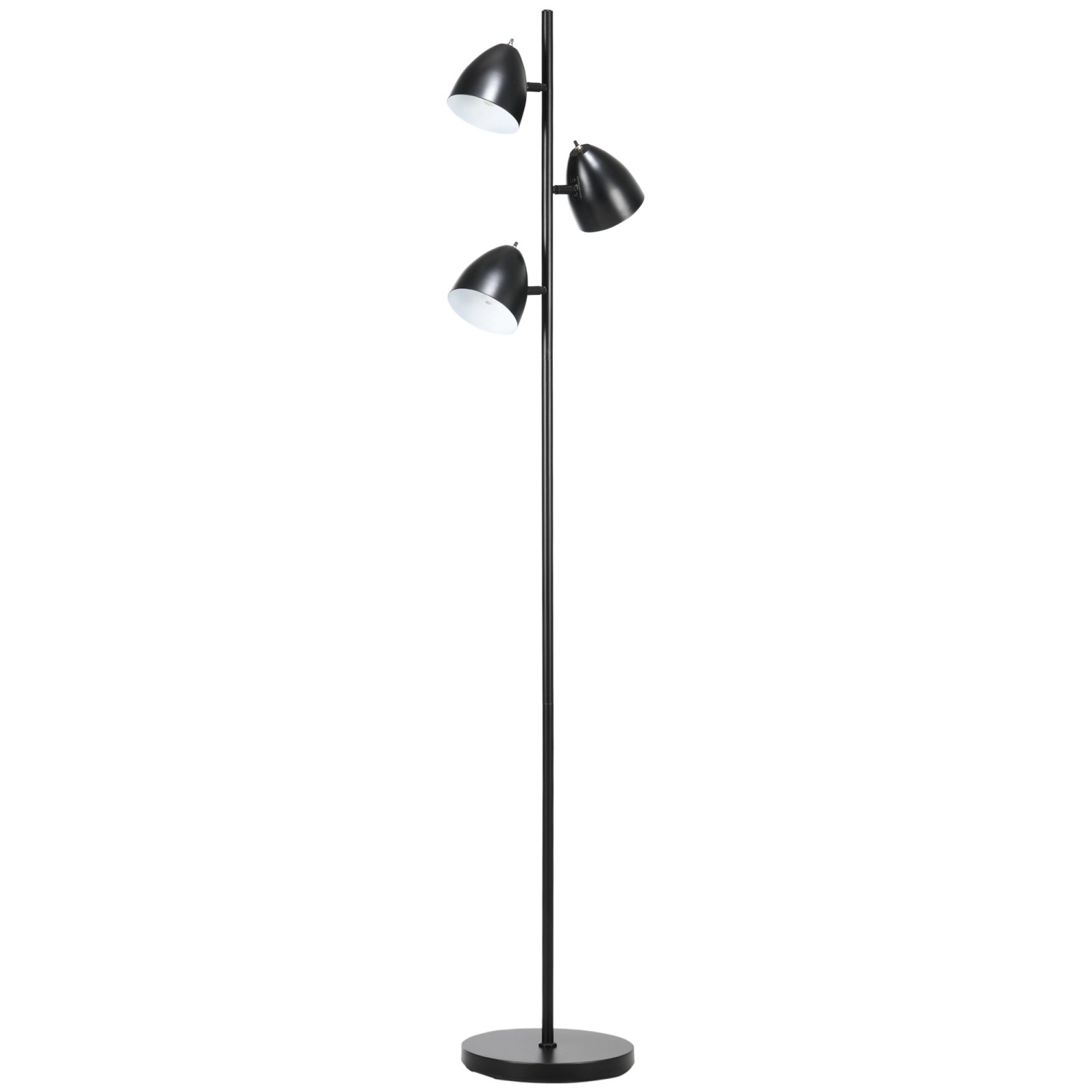 HOMCOM Stehlampe mit E27 Fassung Stahl Schwarz 38L x 28B x 169H cm von HOMCOM
