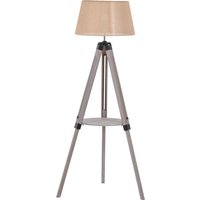 HOMCOM Stehlampe mit Regal  Höhenverstellbare Standleuchte im Vintage-Stil, Stahl & Baumwolle, Natur & Beige, 63x63x110-150cm  Aosom.de von HOMCOM