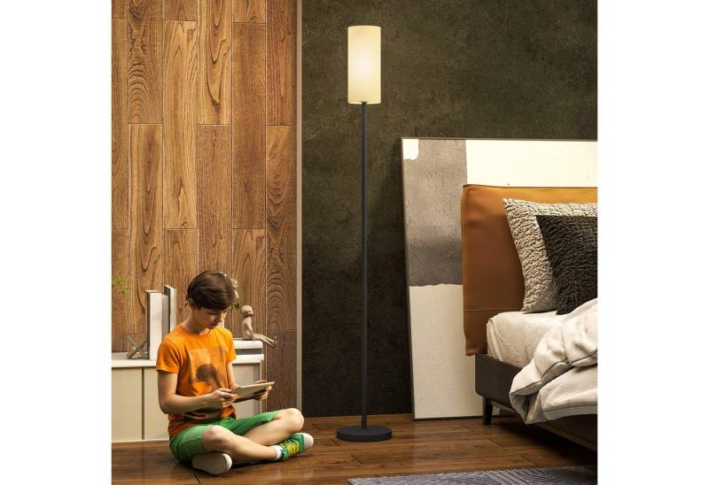 HOMCOM Stehlampe moderne Lampe mit Leinenschirm, Fußschalter, ohne Leuchtmittel, für Schlafzimmer, Wohnzimmer, 22 x 22 x 163 cm von HOMCOM