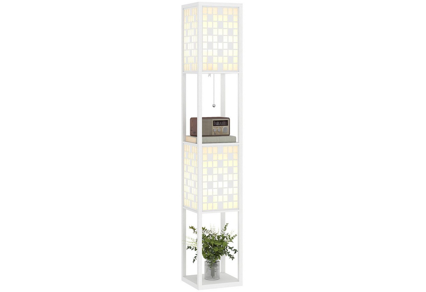 HOMCOM Stehlampe moderne Stehleuchte mit Regalen, Fußschalter und Zugkette, ohne Leuchtmittel, für Wohnzimmer, Schlafzimmer, Weiß HOMCOM Stehlampe moderne Stehleuchte mit Regalen, Fußschalter und Zugkette, ohne Leuchtmittel, für Wohnzimmer, Schlafzimmer, Weiß von HOMCOM
