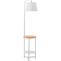 HOMCOM Stehleuchte mit Beistelltisch  Stehlampe mit 2 Regalen, E27, für Wohnzimmer, Schlafzimmer, Büro, Metall, MDF, Weiß  Aosom.de von HOMCOM