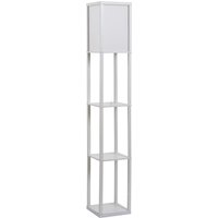 HOMCOM Stehleuchte elegante Stehlampe mit 3 Regalen E27 bis 40W für Wohn und Schlafzimmer E1 MDF Acryl Weiß 26x26x160cm   Aosom.de von HOMCOM