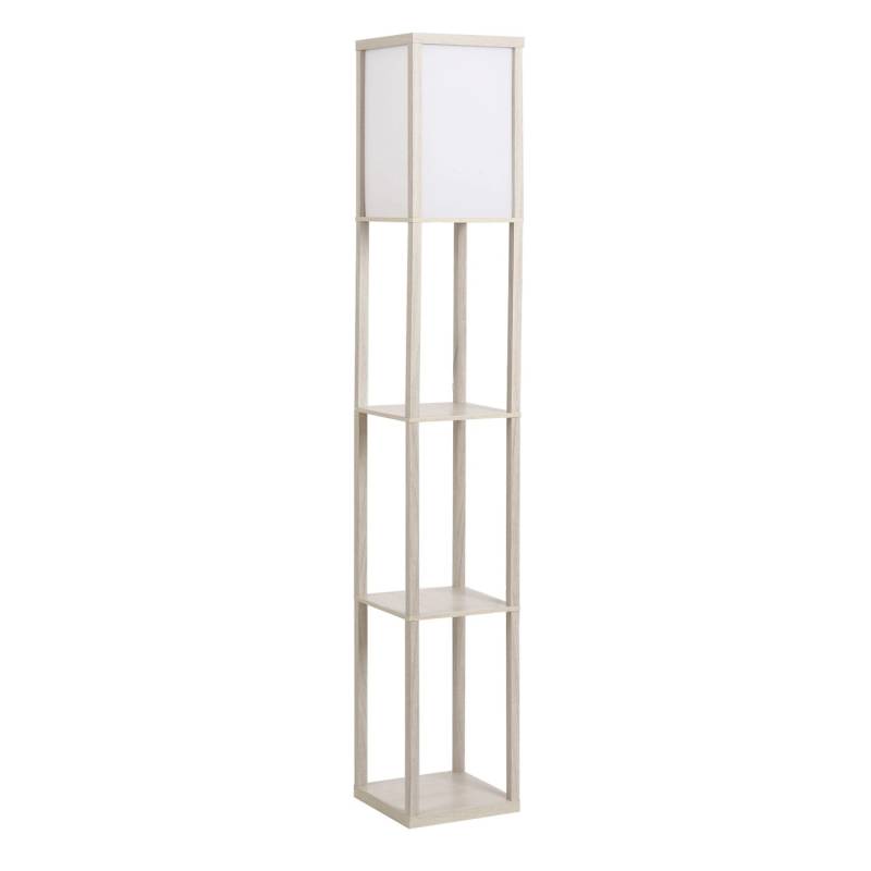 HOMCOM Stehleuchte mit Regalen E27 bis 40W Holz Eiche 26x26x160cm Ohne Glühbirne von HOMCOM