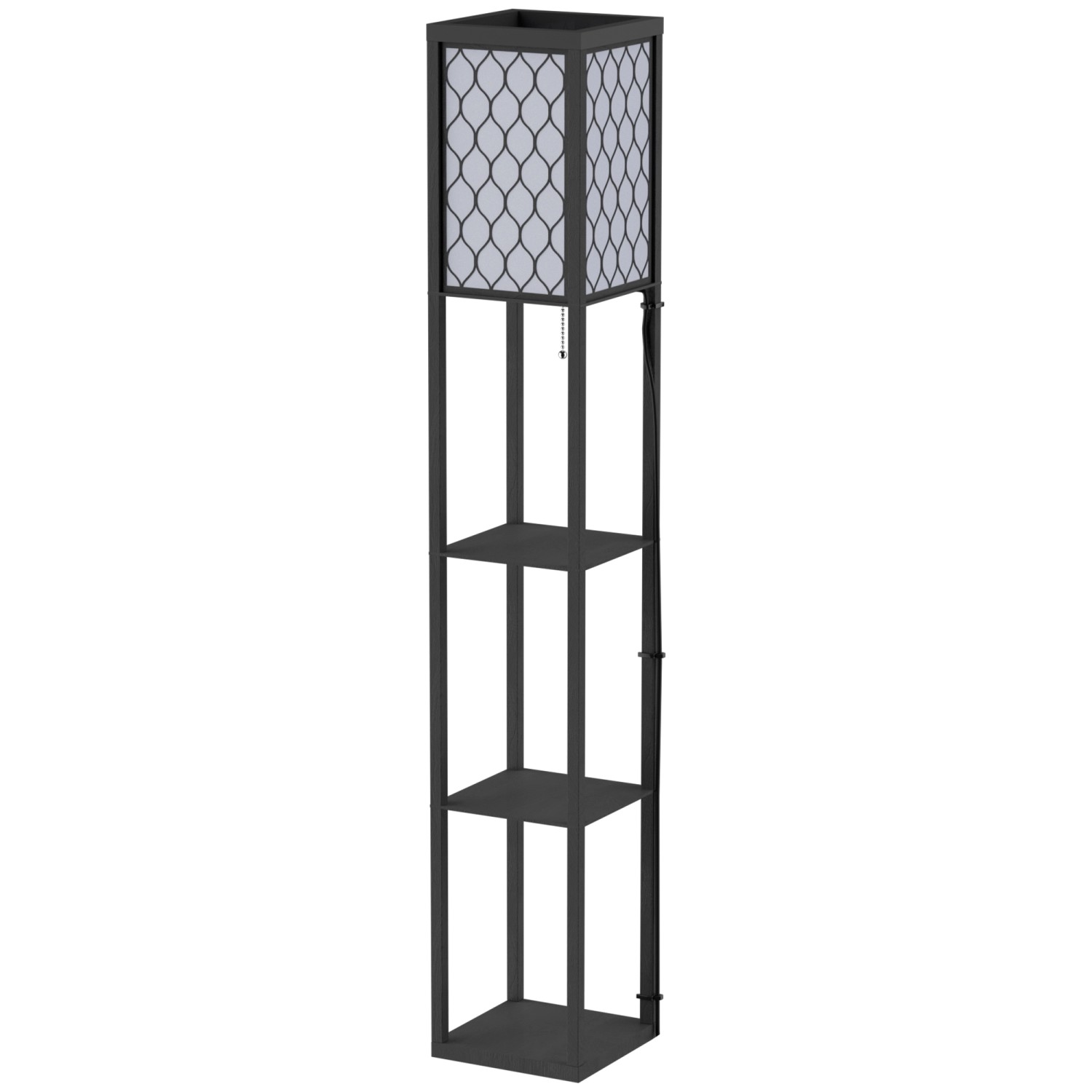 HOMCOM Stehleuchte mit Regalen E27 bis 40W Holz Schwarz 26 x 26 x 160 cm HOMCOM Stehleuchte mit Regalen E27 bis 40W Holz Schwarz 26 x 26 x 160 cm von HOMCOM