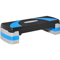 HOMCOM Steppbrett Aerobic-Stepper  Höhenverstellbar mit 3 Stufen (10/15/20cm), Fitness Heimtrainer, bis 150 kg, Hellblau, 80x31x10-20 cm  Aosom von HOMCOM