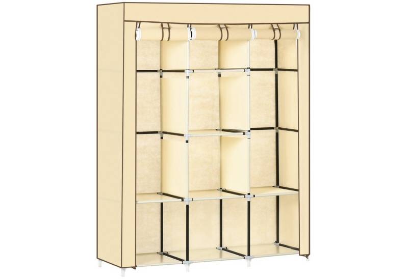 HOMCOM Stoffschrank Faltschrank, Faltbare Garderobe aus Vliesstoff (Kleiderschrank, 1-St., Tücherschrank) Beige, 125 x 43 x 162,5 cm von HOMCOM