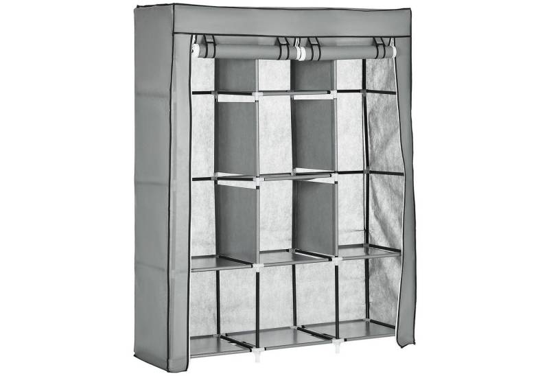 HOMCOM Stoffschrank Faltschrank, Faltbare Garderobe aus Vliesstoff (Kleiderschrank, 1-St., Tücherschrank) Hellgrau, 125 x 43 x 162,5 cm von HOMCOM