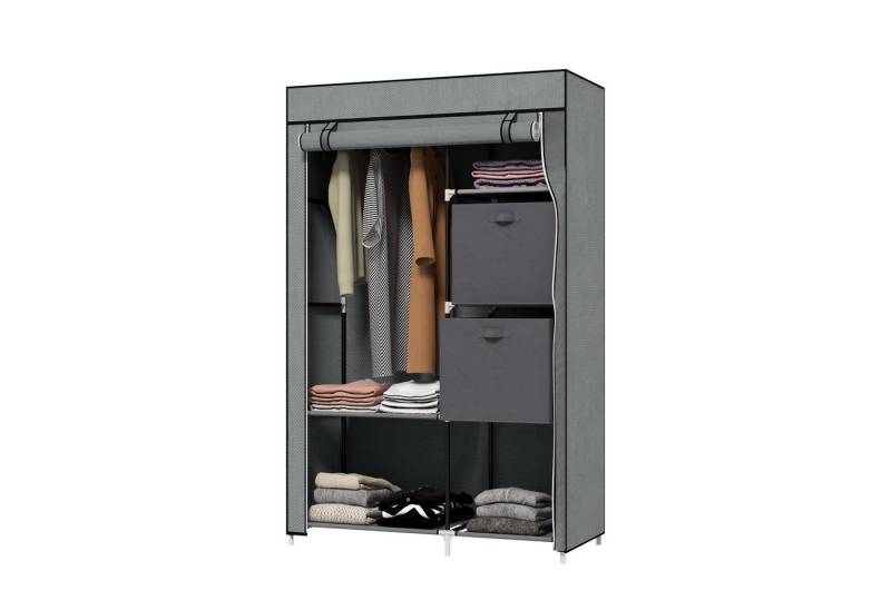 HOMCOM Stoffschrank Faltschrank mit Schubladen Kleiderstange (Garderobe, 1-St., Kleiderschrank) Dunkelgrau, 102 x 42,5 x 162,5 cm von HOMCOM