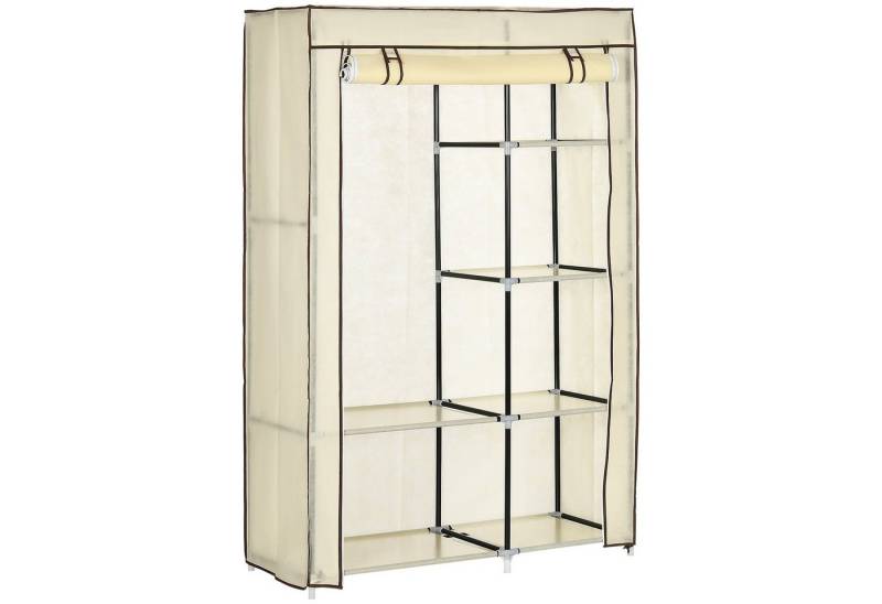 HOMCOM Stoffschrank Klappbarer Kleiderschrank Faltbare Garderobe in Vlies-Optik (Kleiderständer, 1-St., Faltschrank) Cremeweiß, 103 x 43 x 162,5 cm von HOMCOM