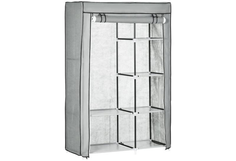 HOMCOM Stoffschrank Klappbarer Kleiderschrank Faltbare Garderobe in Vlies-Optik (Kleiderständer, 1-St., Faltschrank) für Schlafzimmer, Flur, Grau, 103 x 43 x 162,5 cm von HOMCOM