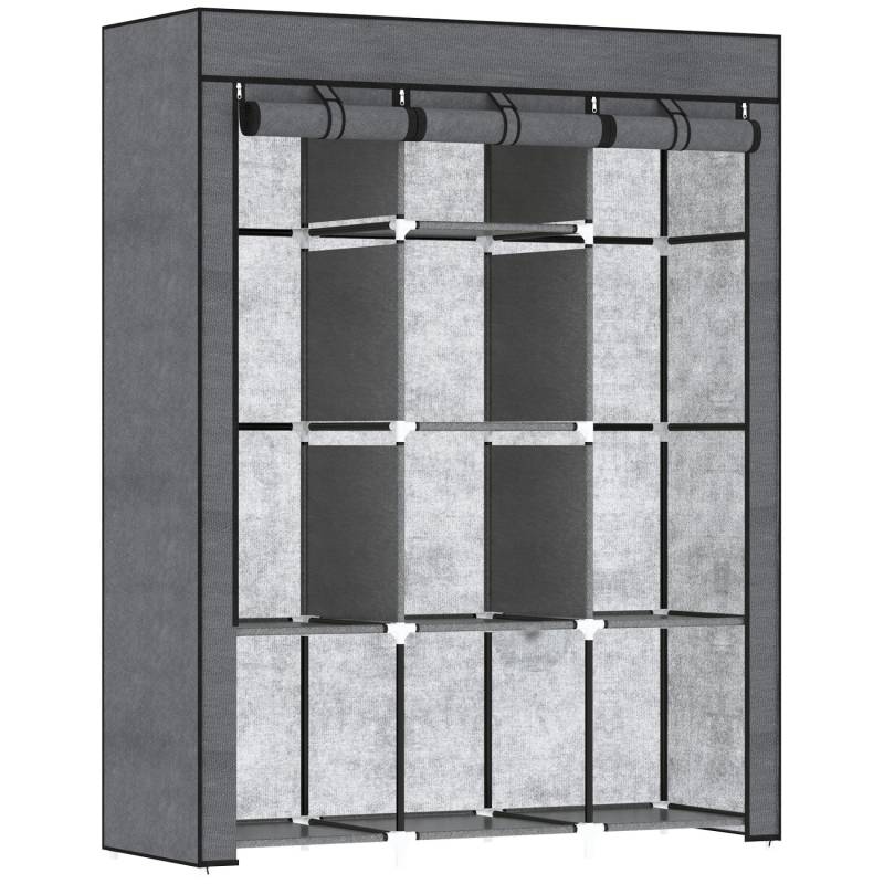 HOMCOM Stoffschrank Stahl Vliesstoff 125L x 43B x 162,5H cm Dunkelgrau von HOMCOM