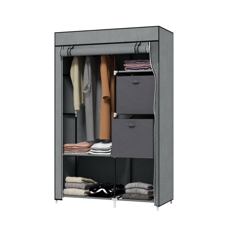 HOMCOM Stoffschrank mit Schubladen Reißverschluss Dunkelgrau 102 x 42,5 x162,5cm von HOMCOM