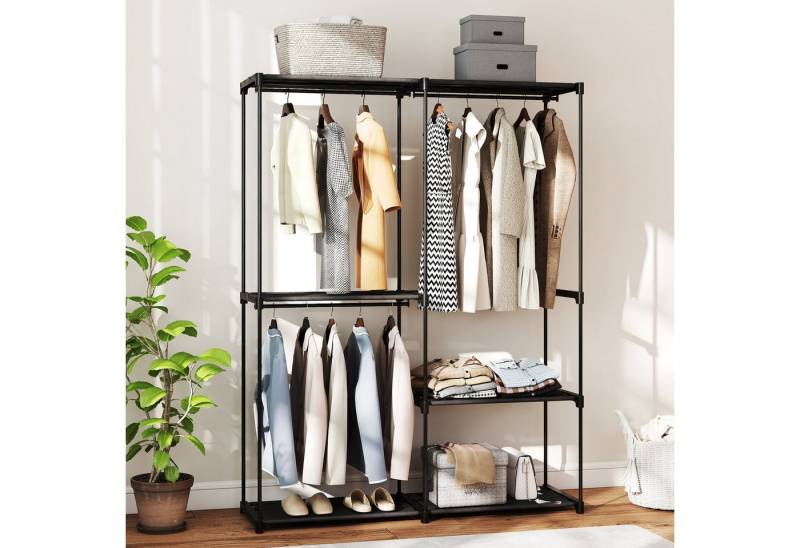 HOMCOM Stoffschrank mit drei Kleiderstangen (Kleiderschrank, 1-St., Garderobe aus Stoff) Staubschutz, Schwarz von HOMCOM