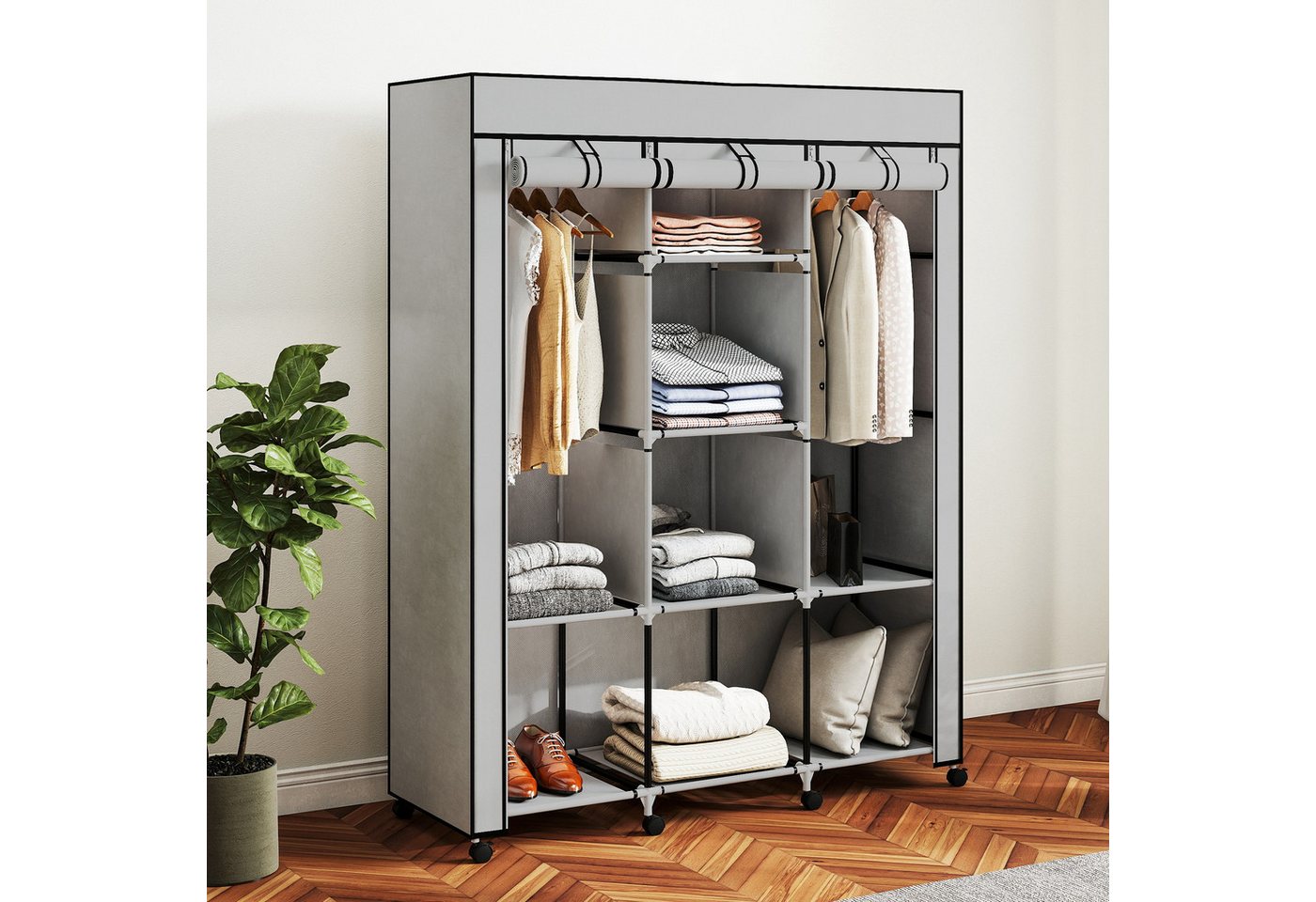 HOMCOM Stoffschrank staubdicht (Kleiderschrank, 1-St., Tragbare Garderobe) Staubschutz, Hellgrau von HOMCOM