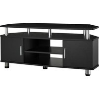 HOMCOM TV-Bank im zeitgenössischen Design mit Multi-Aufbewahrung: 2 Türen Zentrale Nische Regal Große Plattform 120L x 40B x 52H cm Schwarz Chrom   Aosom von HOMCOM