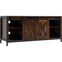 HOMCOM TV-Lowboard  TV Schrank für bis zu 60 Zoll, Fernsehtisch im Industrial Design, mit Regal, Spanholz Stahl, Braun+Schwarz, 120x40x54cm  Aosom.de von HOMCOM