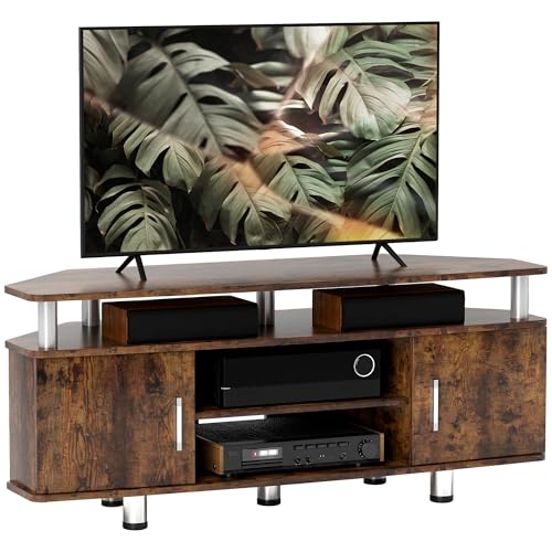 HOMCOM TV-Möbel, Holz, TV-Bank für Fernseher bis zu 55 Zoll, mit großer Platte, Schrank mit Türen und offenem Fach für Wohnzimmer, Schlafzimmer, 120 x 40 x 52 cm, Braun HOMCOM TV-Möbel, Holz, TV-Bank für Fernseher bis zu 55 Zoll, mit großer Platte, Schrank mit Türen und offenem Fach für Wohnzimmer, Schlafzimmer, 120 x 40 x 52 cm, Braun von HOMCOM