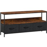 HOMCOM TV-Möbel 120 cm, TV-Unterschrank für Fernseher bis 140 cm mit 1 Ablage, 3 klappbaren Schubladen und Stahlfüßen, TV-Bank für Wohnzimmer, Schlafzimmer, rustikales Braun   Aosom von HOMCOM