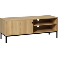 HOMCOM TV-Möbel TV-Bank Max. 50 Zoll 3 Fächer 2 Kabeldurchlässe mit Schiebetür - Maße 120L x 39,5B x 46H cm   Aosom von HOMCOM