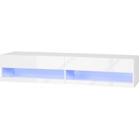 HOMCOM TV-Möbel TV-Wandmöbel mit LED im modernen Stil - Schränke mit 2 Klapptüren und 2 Kabeldurchlässen - aus Holz Maße 150L x 40B x 30H cm lackiert in Weiß Aosom HOMCOM TV-Möbel TV-Wandmöbel mit LED im modernen Stil - Schränke mit 2 Klapptüren und 2 Kabeldurchlässen - aus Holz Maße 150L x 40B x 30H cm lackiert in Weiß Aosom von HOMCOM