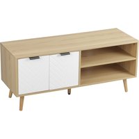 HOMCOM TV-Möbel für Fernseher bis zu 46 Zoll im skandinavischen Design mit 2 Türen, 2 Fächern mit Kabeldurchführungen 110L x 39B x 48,8H cm, Wohnzimmer, Schlafzimmer   Aosom von HOMCOM