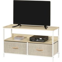 HOMCOM TV-Möbel niedrig auf Beinen TV-Ständer für Fernseher bis 47 Zoll im Industriestil 2 Schubladen aus Grauem Stoff Naturholz und weißem Metall Aosom HOMCOM TV-Möbel niedrig auf Beinen TV-Ständer für Fernseher bis 47 Zoll im Industriestil 2 Schubladen aus Grauem Stoff Naturholz und weißem Metall Aosom von HOMCOM