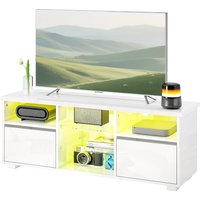 HOMCOM TV-Schrank 120 cm, TV-Ständer für Fernseher bis zu 55 Zoll mit LED-Beleuchtung und Fernbedienung, verstellbare Glasregale, offene Fächer und Kabeldurchführungen, TV-Bank für Wohnzimmer Weiß Aosom HOMCOM TV-Schrank 120 cm, TV-Ständer für Fernseher bis zu 55 Zoll mit LED-Beleuchtung und Fernbedienung, verstellbare Glasregale, offene Fächer und Kabeldurchführungen, TV-Bank für Wohnzimmer Weiß Aosom von HOMCOM