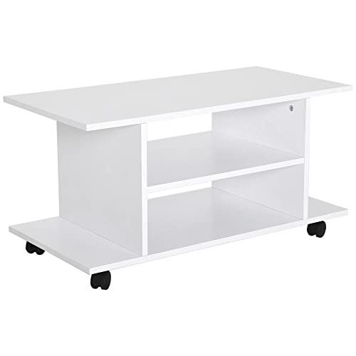 HOMCOM TV-Schrank Fernsehschrank Fernsehtisch Couchtisch TV Lowboard mit offenen Ablageflächen und 4 Rollen TV-Bank bis zu 42 Zoll Spanplatte Weiß 80 x 40 x 40 cm HOMCOM TV-Schrank Fernsehschrank Fernsehtisch Couchtisch TV Lowboard mit offenen Ablageflächen und 4 Rollen TV-Bank bis zu 42 Zoll Spanplatte Weiß 80 x 40 x 40 cm von HOMCOM
