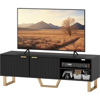 HOMCOM TV-Schrank Fernsehtisch Holz-TV-Ständer für Fernseher bis zu 70 Zoll mit 2 gerillten Türen, offenem Fach und Kabeldurchführung, für Wohnzimmer Schlafzimmer, 140 x 39 x 47 cm, Schwarz Aosom HOMCOM TV-Schrank Fernsehtisch Holz-TV-Ständer für Fernseher bis zu 70 Zoll mit 2 gerillten Türen, offenem Fach und Kabeldurchführung, für Wohnzimmer Schlafzimmer, 140 x 39 x 47 cm, Schwarz Aosom von HOMCOM