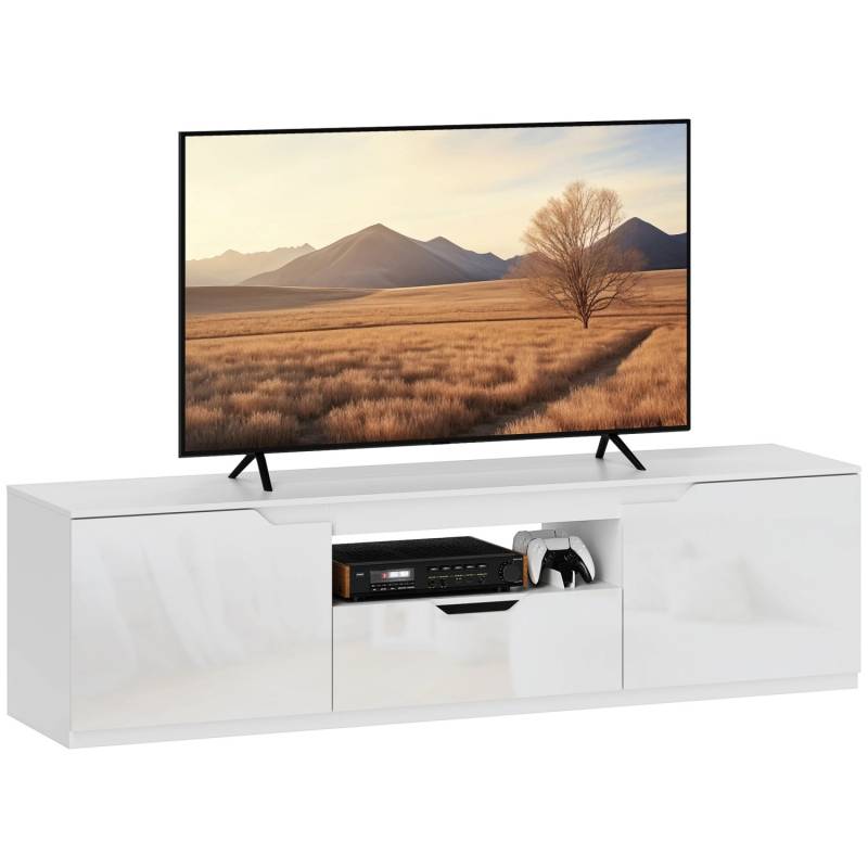 HOMCOM TV Schrank Lowboard Spanplatte MDF Weiß 160L x 38B x 43H cm HOMCOM TV Schrank Lowboard Spanplatte MDF Weiß 160L x 38B x 43H cm von HOMCOM