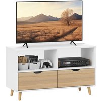 HOMCOM TV Schrank Lowboard mit 2 Ablage, Schublade, 99 cm lang Fernsehtisch für Fernseher, TV Board für Wohnzimmer, Weiß, 99 x 39 x 58,3 cm HOMCOM TV Schrank Lowboard mit 2 Ablage, Schublade, 99 cm lang Fernsehtisch für Fernseher, TV Board für Wohnzimmer, Weiß, 99 x 39 x 58,3 cm von HOMCOM