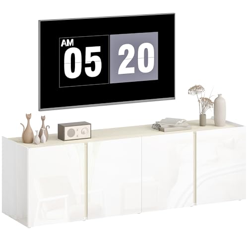 HOMCOM TV Schrank TV Board mit 4 Soft-Close-Türen Hochglanz TV Lowboard für Fernseher bis zu 65 Zoll mit Verstellbaren Ablagen, Kabelmanagement Fernsehtisch für Wohnzimmer Weiß 135x38x45cm HOMCOM TV Schrank TV Board mit 4 Soft-Close-Türen Hochglanz TV Lowboard für Fernseher bis zu 65 Zoll mit Verstellbaren Ablagen, Kabelmanagement Fernsehtisch für Wohnzimmer Weiß 135x38x45cm von HOMCOM