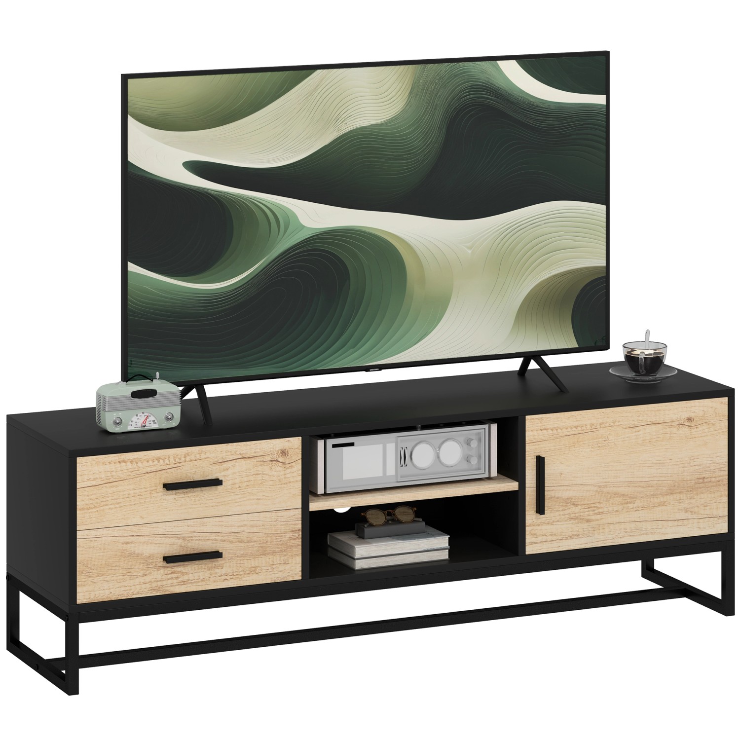 HOMCOM TV Schrank TV Board mit Schrankfach Schubladen 2 Offenen Fächern Schwarz HOMCOM TV Schrank TV Board mit Schrankfach Schubladen 2 Offenen Fächern Schwarz von HOMCOM