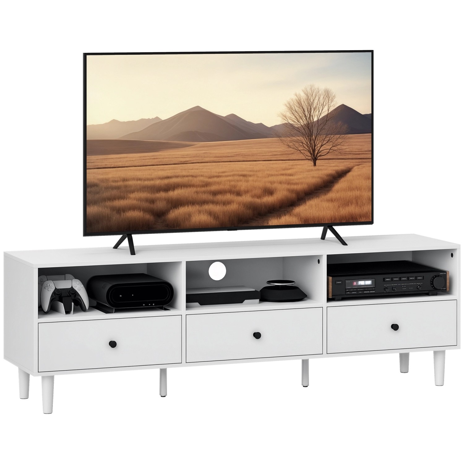 HOMCOM TV Schrank TV Board mit Schubladen 3 Offenen Fächern Weiß HOMCOM TV Schrank TV Board mit Schubladen 3 Offenen Fächern Weiß von HOMCOM