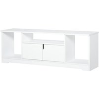 HOMCOM TV-Ständer, TV Schrank, TV-Kommode, Moderner Fernsehtisch mit Schrank und Offene Regale, Spanplatte, Weiß, 120 x 30 x 41cm   Aosom von HOMCOM