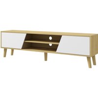 HOMCOM TV-Ständer TV-Bank für Fernseher bis zu 65 Zoll in skandinavischem Design mit 2 Türen 2 Fächern mit Kabeldurchführung - Holzoptik und Weiß 150 x 30 x 42 cm Aosom HOMCOM TV-Ständer TV-Bank für Fernseher bis zu 65 Zoll in skandinavischem Design mit 2 Türen 2 Fächern mit Kabeldurchführung - Holzoptik und Weiß 150 x 30 x 42 cm Aosom von HOMCOM