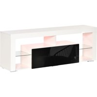 HOMCOM TV-Ständer mit 20 Farben LED-Lichtern und Fernbedienung, Fernseher bis zu 55", Lowboard mit weiß glänzenden Holzschubladen Aosom HOMCOM TV-Ständer mit 20 Farben LED-Lichtern und Fernbedienung, Fernseher bis zu 55", Lowboard mit weiß glänzenden Holzschubladen Aosom von HOMCOM