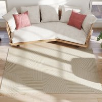 HOMCOM Teppich Anti-Rutsch Geometrisch Hochflor Wohnzimmerteppich mit Modern-Design für Wohnzimmer Terrasse Balkon & Küche, 200 x 140 cm, Cremeweiß   Aosom von HOMCOM