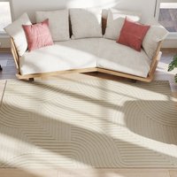 HOMCOM Teppich Anti-Rutsch Geometrisch Hochflor Wohnzimmerteppich mit Modern-Design für Wohnzimmer Terrasse Balkon & Küche, 230 x 160 cm, Cremeweiß   Aosom von HOMCOM