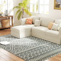 HOMCOM Teppich Flachgewebe Waschbar Anti-Rutsch Küchenteppich mit Boho-Design für Terrasse Balkon Wohnzimmer & Küche, 200 x 140 cm, Grau Aosom HOMCOM Teppich Flachgewebe Waschbar Anti-Rutsch Küchenteppich mit Boho-Design für Terrasse Balkon Wohnzimmer & Küche, 200 x 140 cm, Grau Aosom von HOMCOM