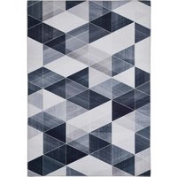 HOMCOM Teppich Grafische Muster Kurzflor Anthrazit Grau 230 x 160 x 0,7 cm von HOMCOM