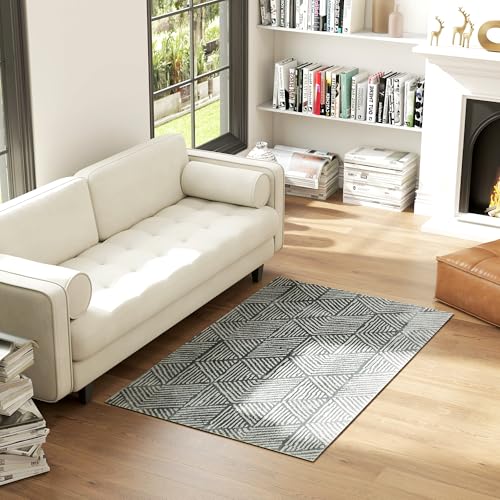 HOMCOM Teppich Kurzflor Wohnzimmerteppich im Modern Stil, waschbar Flächenteppich, Teppich für Wohnzimmer, Schlafzimmer, 170 x 120 cm Dunkelgrau HOMCOM Teppich Kurzflor Wohnzimmerteppich im Modern Stil, waschbar Flächenteppich, Teppich für Wohnzimmer, Schlafzimmer, 170 x 120 cm Dunkelgrau von HOMCOM