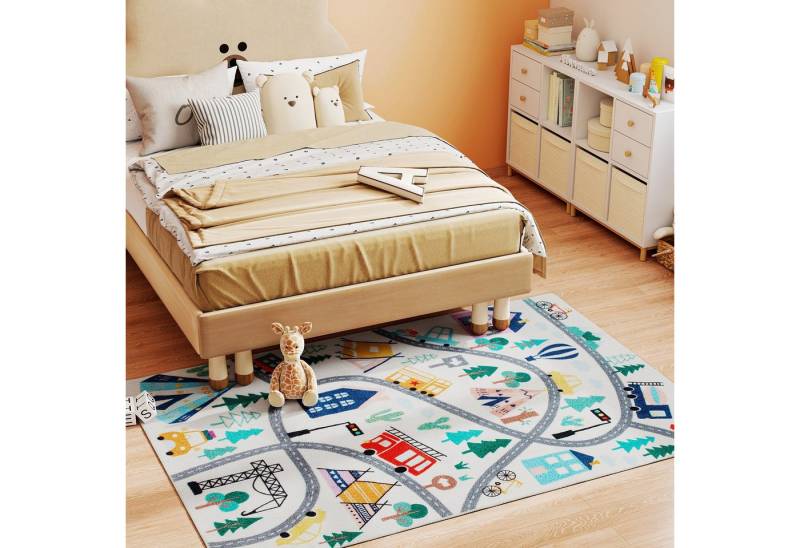 HOMCOM Teppich Kurzflor mit Fleece-Optik, Autobahn-Muster, Rechteckig, Höhe: 7 mm, für Wohnzimmer Terrasse Balkon & Küche, 160 x 120 cm, Mehrfarbig HOMCOM Teppich Kurzflor mit Fleece-Optik, Autobahn-Muster, Rechteckig, Höhe: 7 mm, für Wohnzimmer Terrasse Balkon & Küche, 160 x 120 cm, Mehrfarbig von HOMCOM