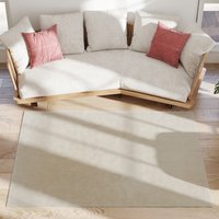 HOMCOM Teppich Wohnzimmer 160x230 cm Waschbar in Waschmaschine Langer, weicher Flor Moderner Stil Teppich für Wohnzimmer Schlafzimmer Esszimmer Weiß Creme   Aosom von HOMCOM