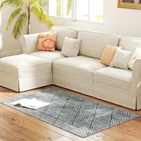 HOMCOM Teppich Wohnzimmerteppich im Modern Stil, waschbar Flächenteppich, Teppich für Wohnzimmer, Schlafzimmer, 150 x 80 cm Dunkelgrau   Aosom von HOMCOM