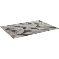 HOMCOM Moderner Teppich 230 x 160 cm  Trenddesign mit geometrischen Formen, für Wohnzimmer Schlafzimmer, Vliesbeschichtung, Grau+Schwarz+Weiß  Aosom.de von HOMCOM