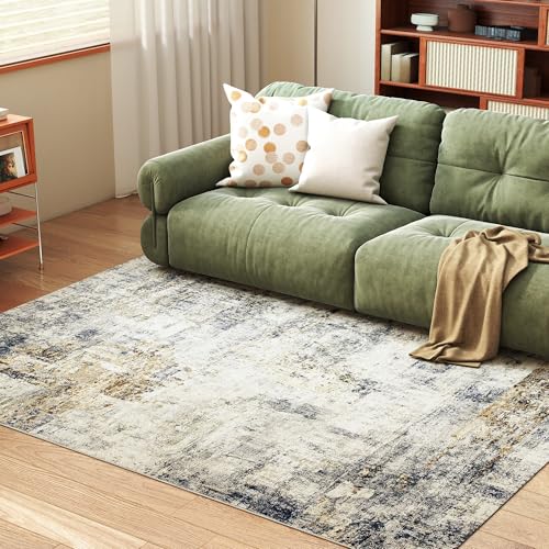 HOMCOM Teppich maschinenwaschbarer Wohnzimmerteppich Rutschfester Flächenteppich für Wohnzimmer, Schlafzimmer, 230 x 160 cm, Grau von HOMCOM