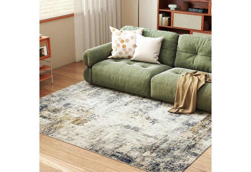 HOMCOM Teppich maschinenwaschbarer Wohnzimmerteppich rutschfest, Rechteckig, Höhe: 1 mm, für Wohnzimmer, Schlafzimmer, 230 x 160 cm, Grau von HOMCOM