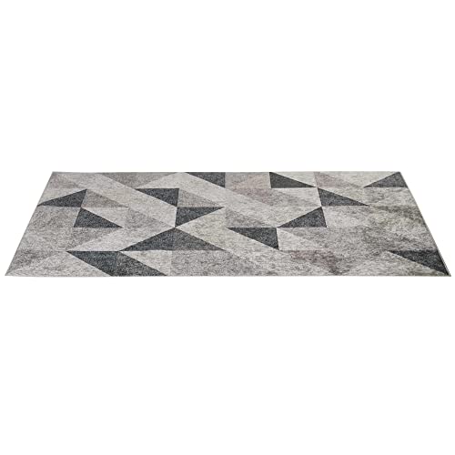 HOMCOM Teppich mit geometrischen Formen moderner Teppich für Schlafzimmer Wohnzimmer Küche Trenddesign Vliesbeschichtung Grau+Schwarz+Weiß 230 x 160 cm von HOMCOM